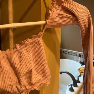 Off The Shoulder Pink Crop Top